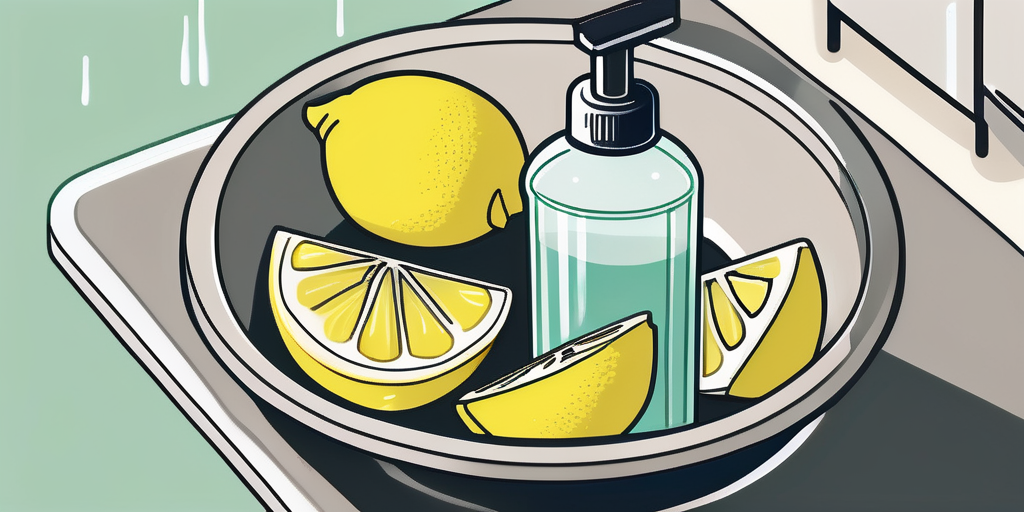 A garbage disposal filled with lemon halves