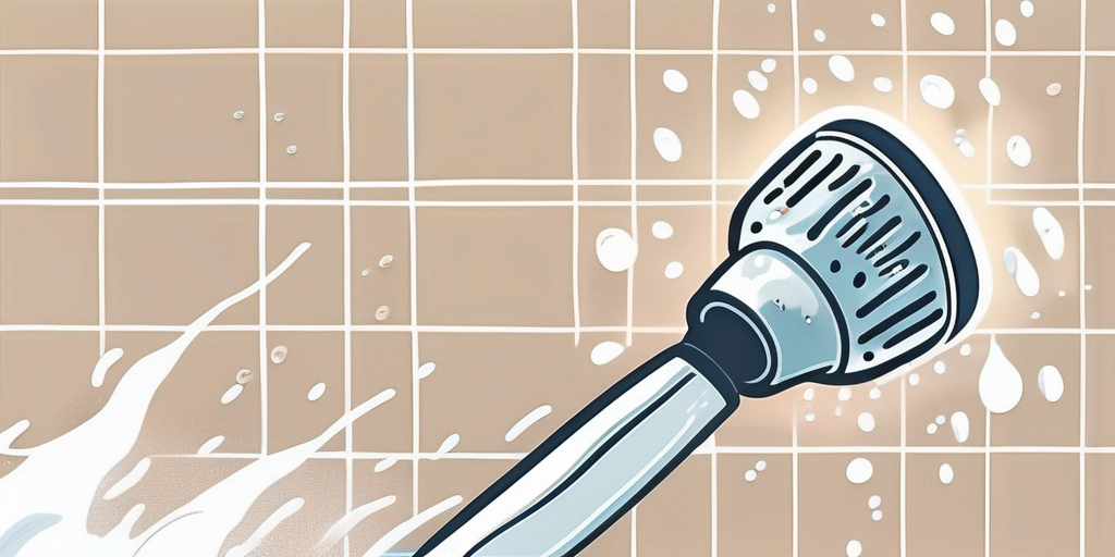 A shower head being cleaned with a mixture of baking soda and water