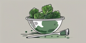 Fresh collard greens submerged in a bowl of vinegar