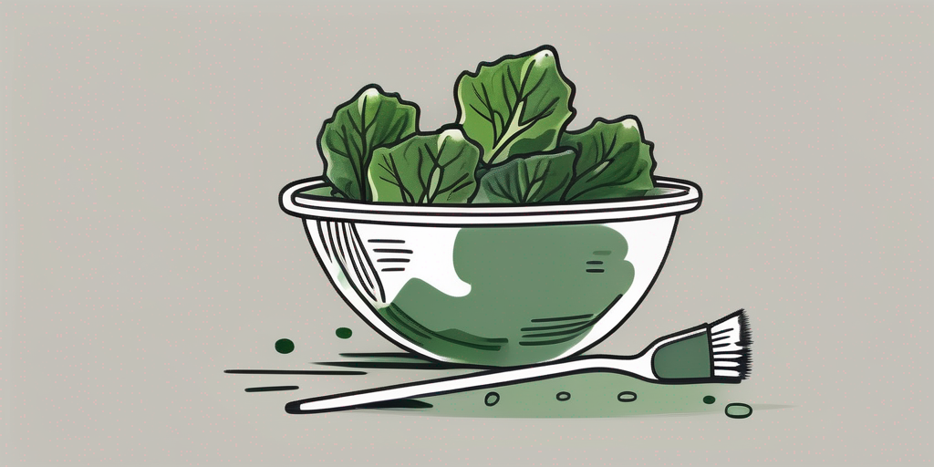 Fresh collard greens submerged in a bowl of vinegar