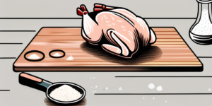 A raw chicken on a cutting board