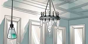 A crystal chandelier hanging from a ceiling