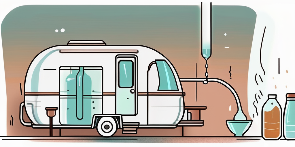 An rv with an open fresh water tank