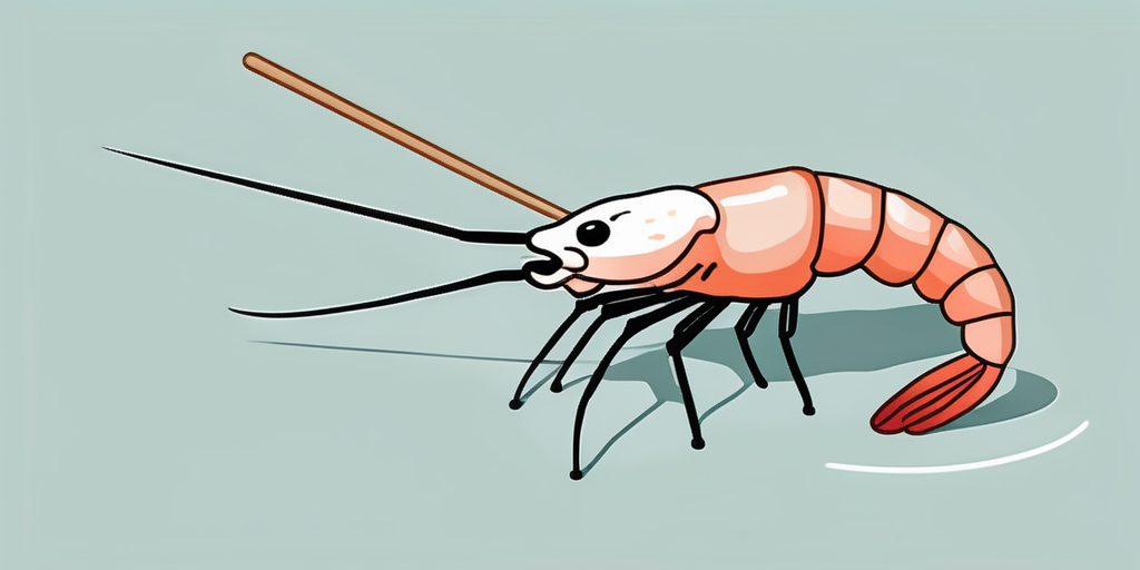 A shrimp with its head on