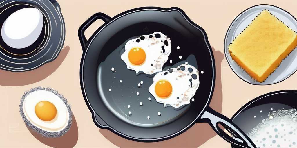 A nonstick pan with egg residue on it