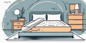 A mattress with various types of stains being cleaned by a professional cleaning tool