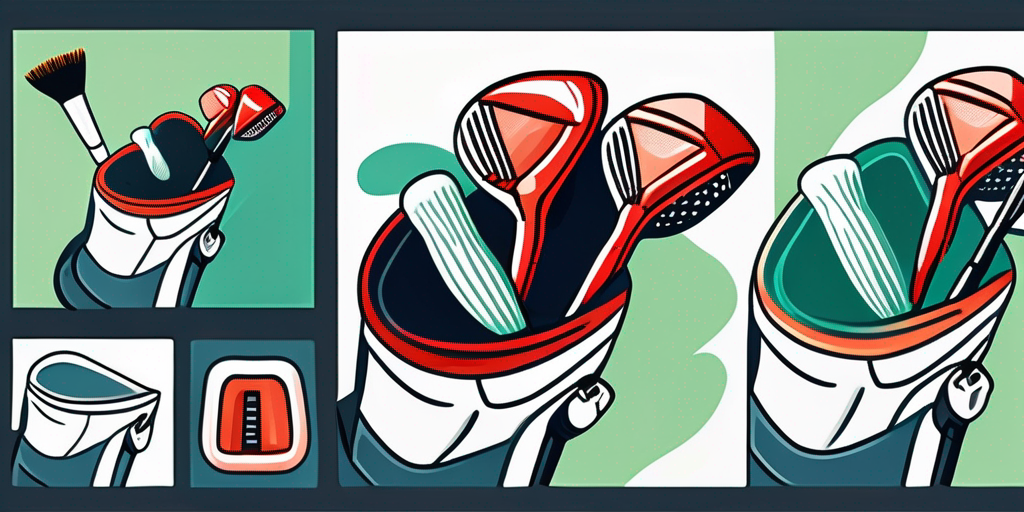 A set of golf clubs in a golf bag