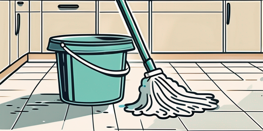 A mop and bucket filled with cleaning solution